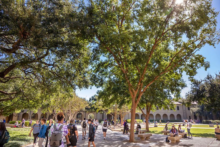 Students walking at the LSU University
